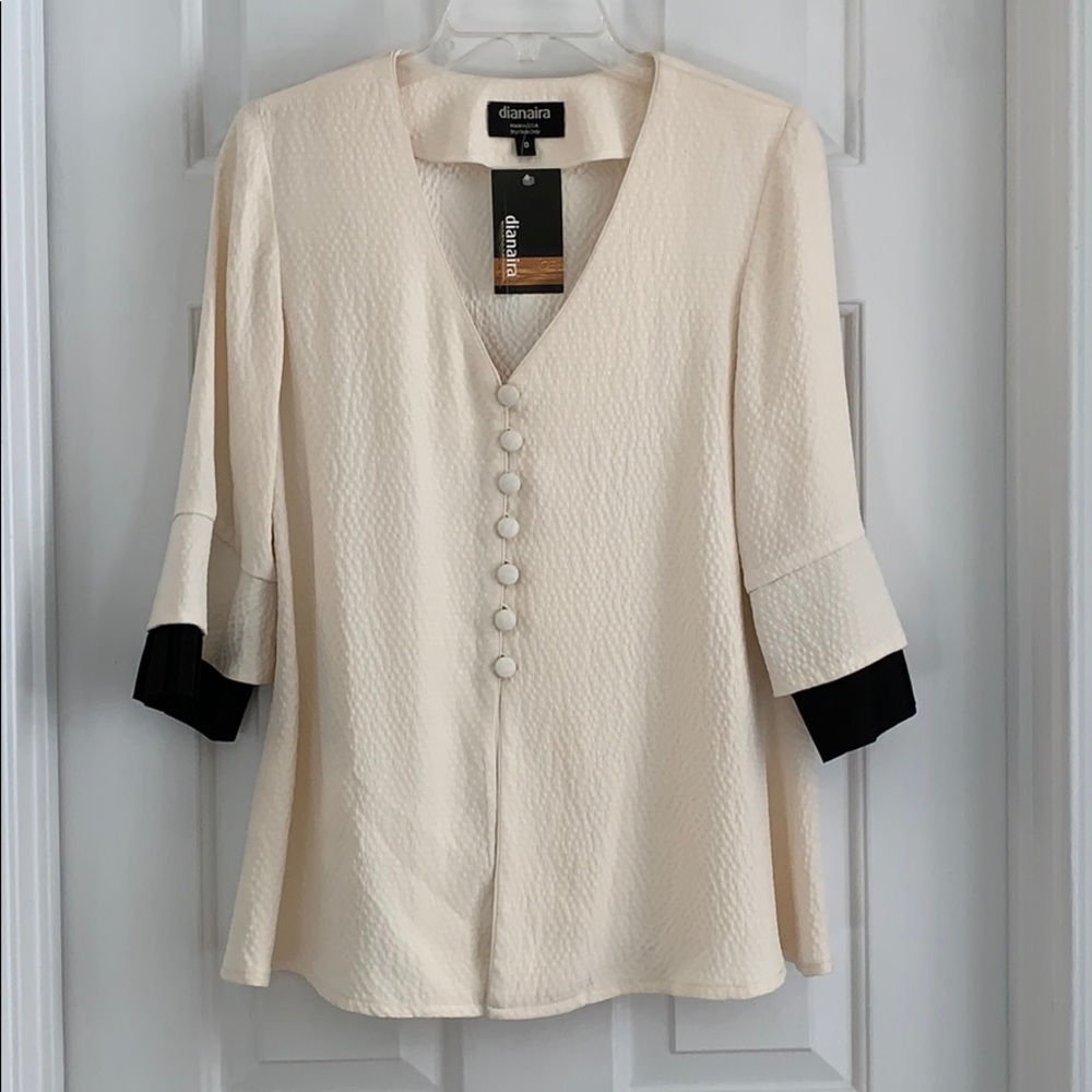 NWT Dianaira Couture 100% silk pearl black jacket